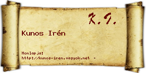 Kunos Irén névjegykártya